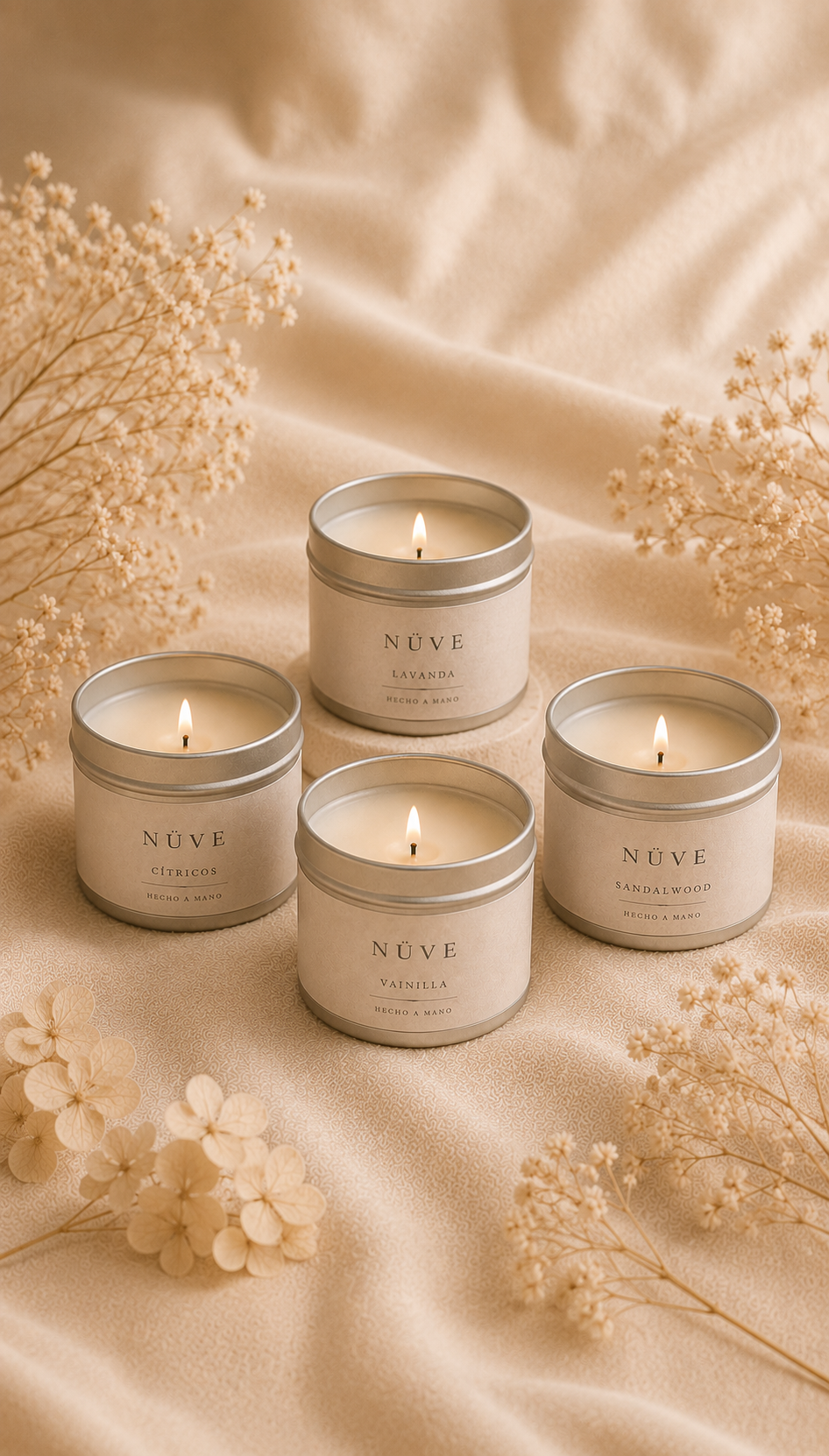 Kit de aroma Nüve con quemador, wax melts y vela